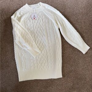 Cream Cable Knit Sweater dress